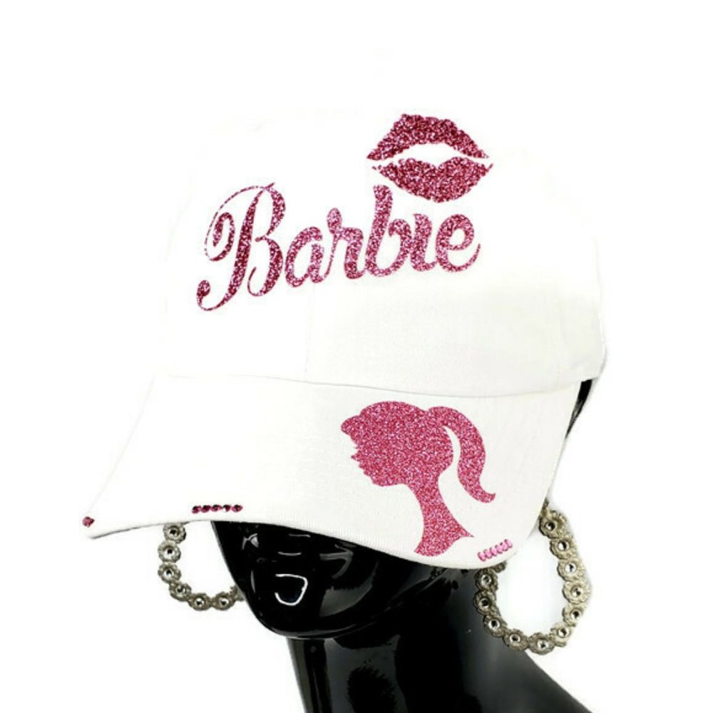 Barbie white fitted baseball cap.